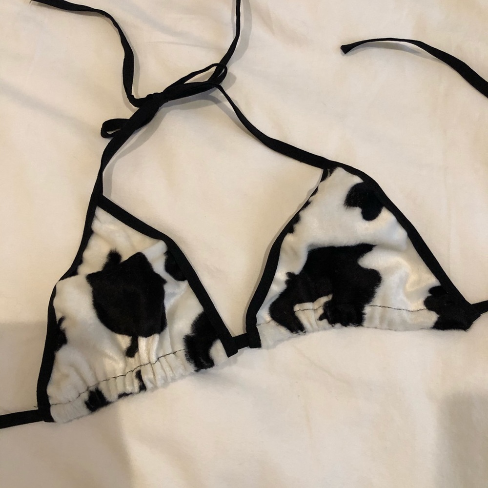 COW PRINT BIKINI TOP